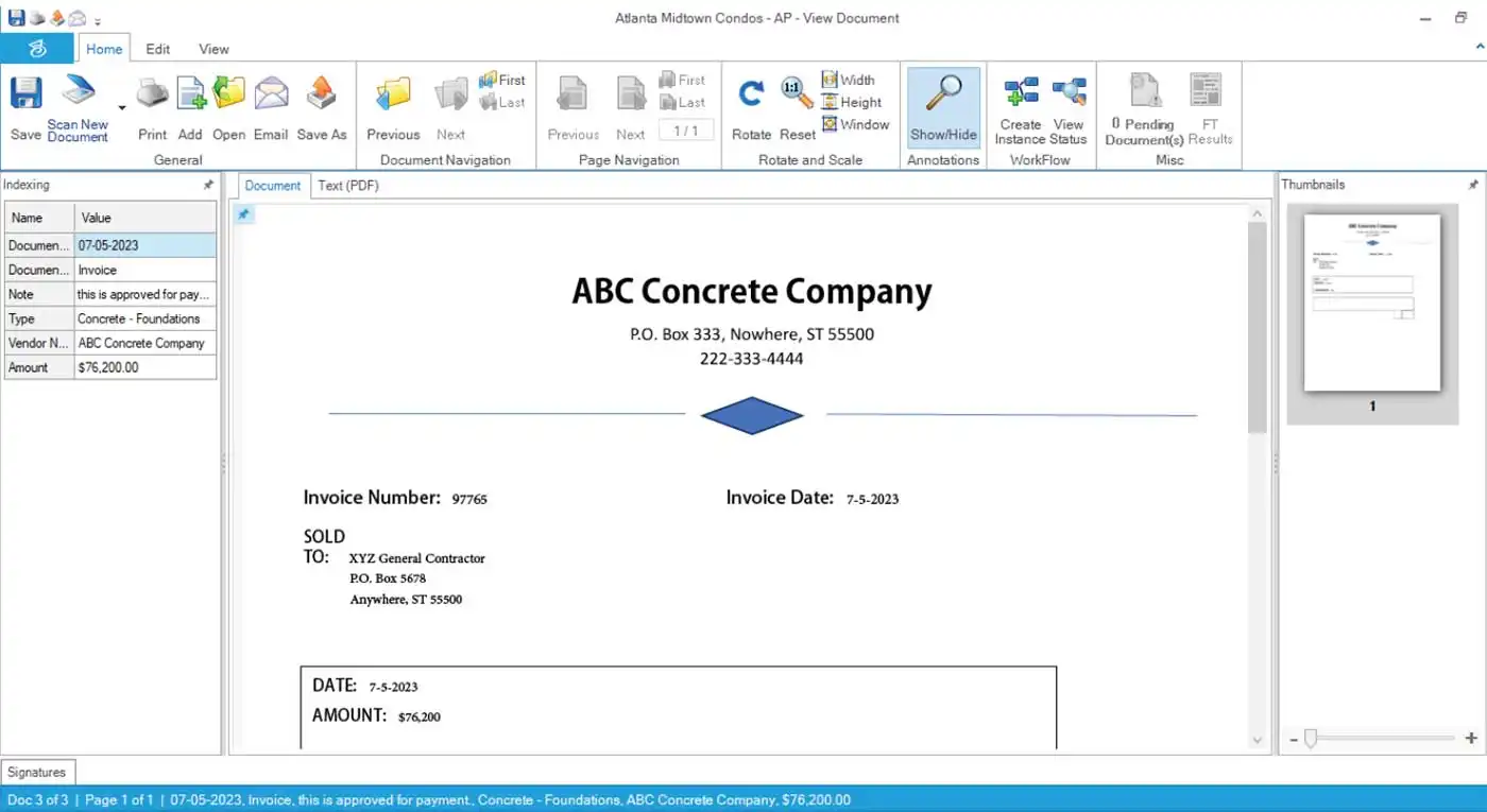 PaperVision Enterprise screen 3 for construction projects