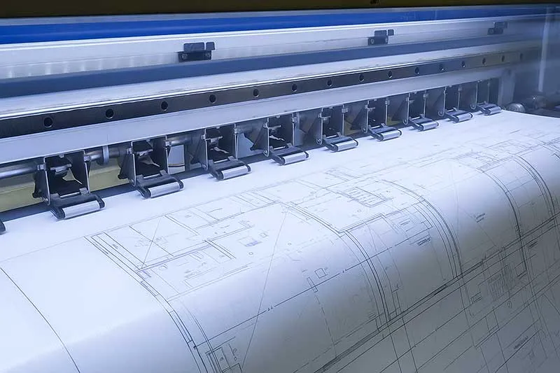 large format printer printing architectural plans
