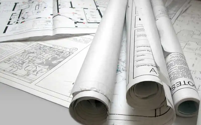 Rolls of blueprints