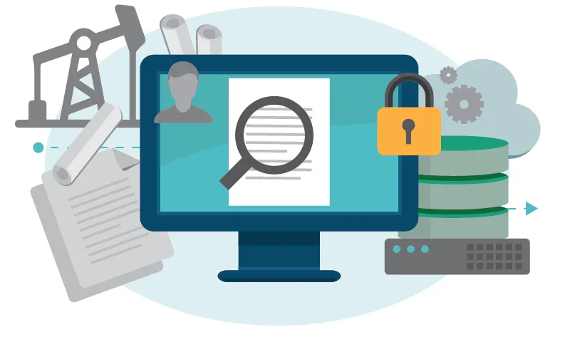 Icon showing oil and gas document management